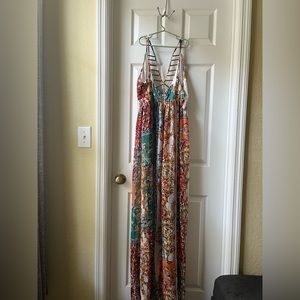 Multicolored Maxi Romper dress with side slits